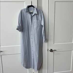 Anthropologie Maeve Pale Blue Button-Up Shirt Dress Large Midi Dress Like New!